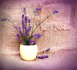 Lavender in yellow vase