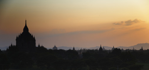 Fototapeta na wymiar Bagan at sunset in Myanmar
