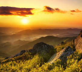 Fototapeta na wymiar High mountain in morning time. Beautiful natural landscape