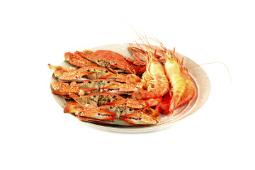 Hot steamed red crab and lobster