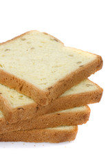 Fototapeta na wymiar Slices of bread isolated on white background