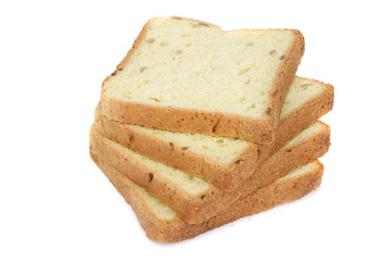 Slices of bread isolated on white background