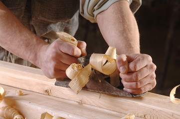 joinery workshop with wood