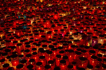 Many lighted candles