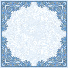blue colour floral vintage frame, ukrainian ethnic style
