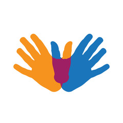 Fototapeta premium Vector logo teamwork, hands crossed