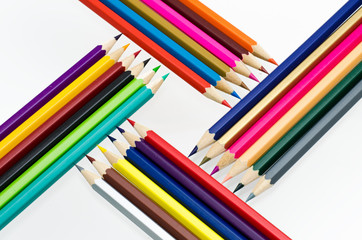 Fototapeta premium Colour pencils isolated on white background close up