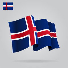 Obraz premium Flat and waving Icelandic Flag. Vector