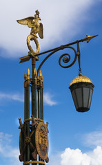 Fototapeta na wymiar Ancient street lamp in Saint Petersburg