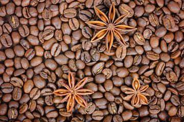 Roasted coffee beans with star-anise
