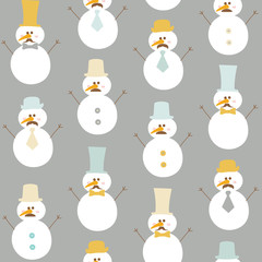 Seamless Winter Background - Retro Snowman