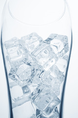 glass with ice cubes