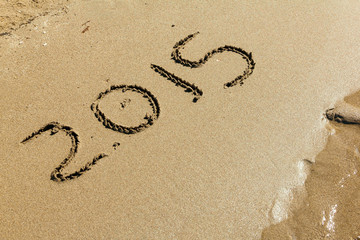 New Year 2015 on sand