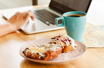 cup of coffee and laptop
