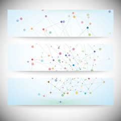 Fototapeta premium Set of digital backgrounds for communication, molecule structure