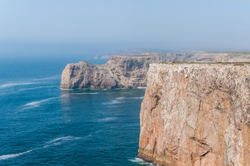 Fototapeta na wymiar Cliff shore of Cape St Vincent in Portugal