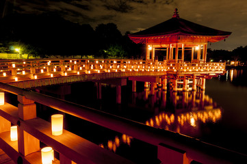 Ukimido Pavilion and the reflections in the lake, Nara, Japan
