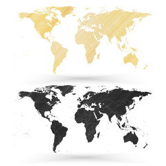 World map, wooden design texture, vector illustration