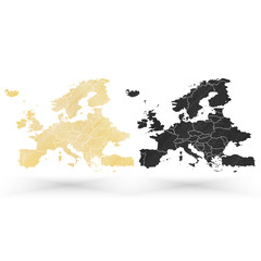 Europe map, wooden design texture, vector illustration