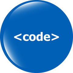 Code sign icon. Programming language symbol. Circles buttons