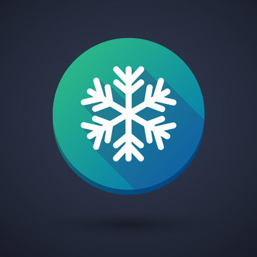 Long shadow icon with a snow flake