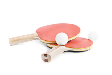 Ping Pong bats with balls