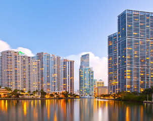 Fototapeta na wymiar City of Miami Florida, night skyline