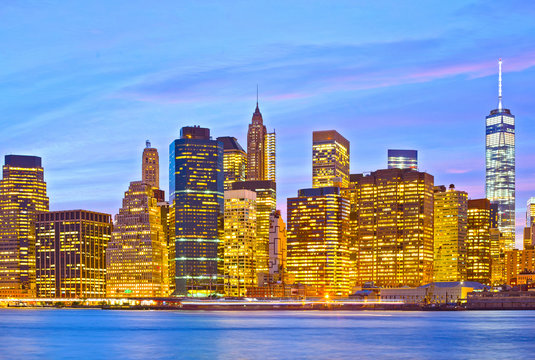 New York City, USA, colorful cityscape of Manhattan