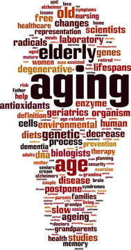 Aging word cloud concept. Vector illustration