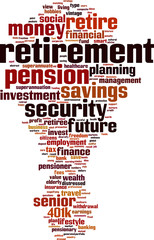 Obraz premium Retirement word cloud concept. Vector illustration