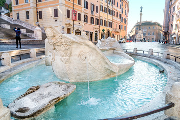 Obraz premium Fontana della Barcaccia ,Piazza di Spagna, Rome, Italy
