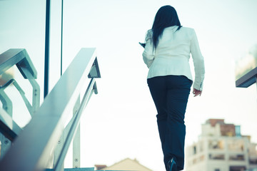 beautiful long black hair elegant business woman