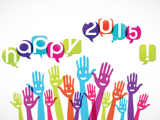 mains groupe souriant : happy 2015
