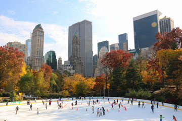 Naklejka premium Ice Skating in Central Park, New York City