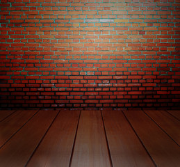 brown brick block wall and perspective view floor