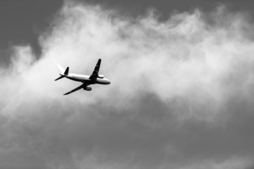 Fototapeta na wymiar Tranquil sky with airplane traveling