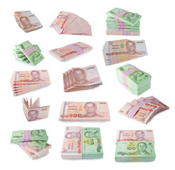 Thailand banknotes  on white background.