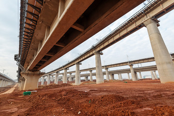 High overpass on the sky background