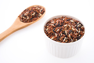 Rice brown isolated on white background