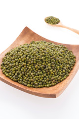 Green mung beans isolated on white background