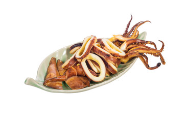grilled squid in ceramic plate