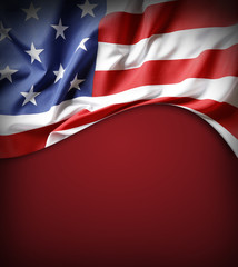American flag on red