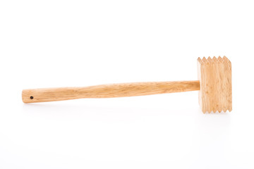 Meat wood hammer isolated on white background
