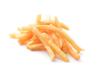 a pile of french fries isolated on white