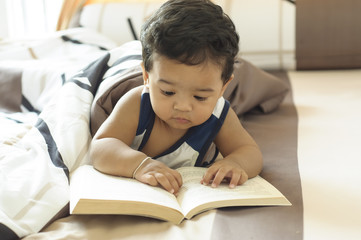 Cute boy  reading