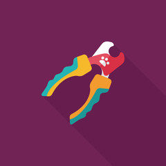 Pet nail clippers flat icon with long shadow, eps10