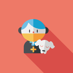 Pet vet and dog flat icon with long shadow,eps10