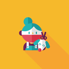 Pet vet and dog flat icon with long shadow,eps10