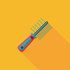 Pet dog brush flat icon with long shadow,eps10
