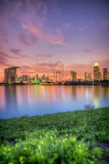 Fotobehang Stad aan het water Singapore Skyline at sunset